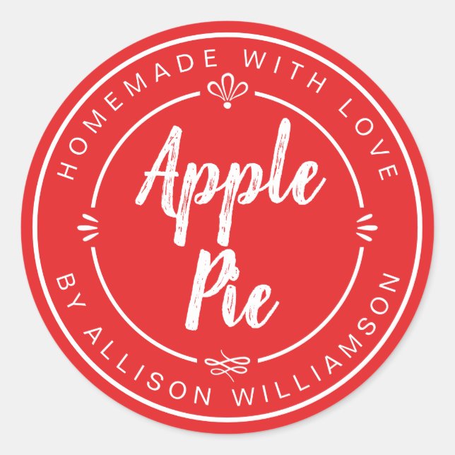Sticker Rond Pomme maison rustique pâté rouge brillant (Devant)
