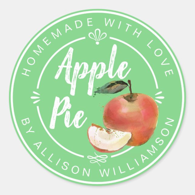 Sticker Rond Pomme maison rustique Pie Green Classic Stic Rond (Devant)