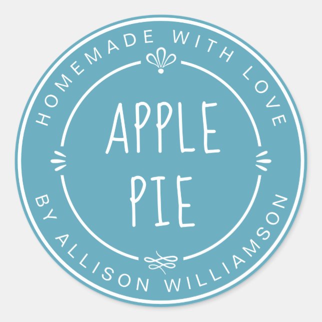 Sticker Rond Pomme maison rustique Pie Maui Bleu (Devant)