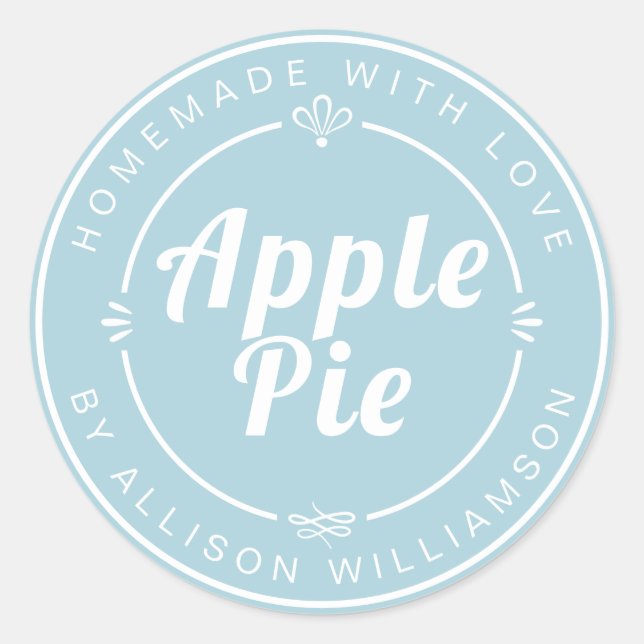Sticker Rond Pomme maison rustique Pie Pastel bleu (Devant)