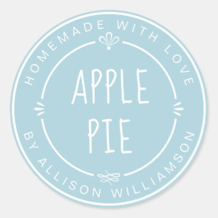 Sticker Rond Pomme maison rustique Pie Pastel Blue Glow