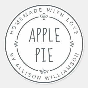 Sticker Rond Pomme maison rustique Pie Pastel noir blanc