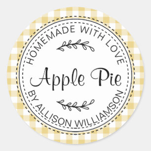 Sticker Rond Pomme maison rustique tarte jaune chèque