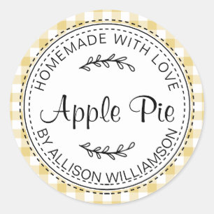 Sticker Rond Pomme maison rustique tarte jaune chèque