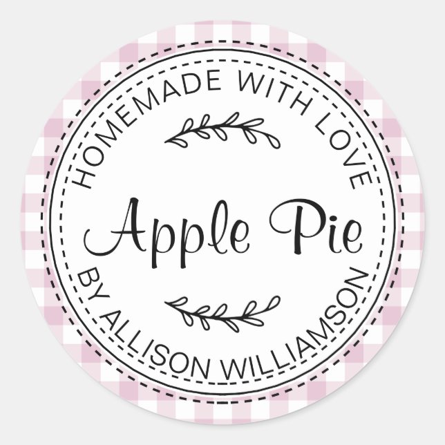 Sticker Rond Pomme maison rustique tarte violet chèque (Devant)
