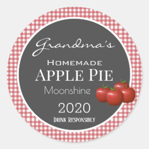 Sticker Rond Pomme personnalisée Pie Moonshine À damiers Étique