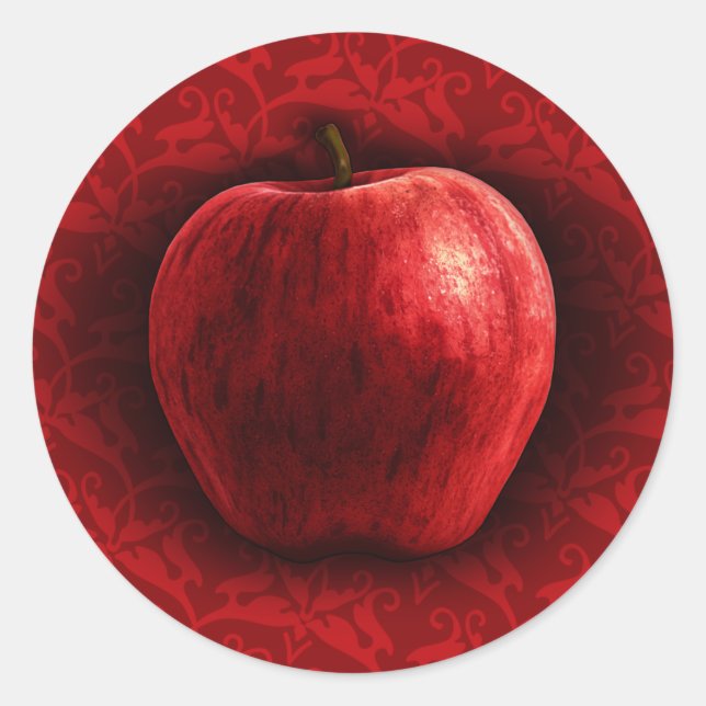 Sticker Rond Pomme rouge brillante (Devant)