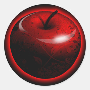 Sticker Rond Pomme rouge brillante - Fruits interdits