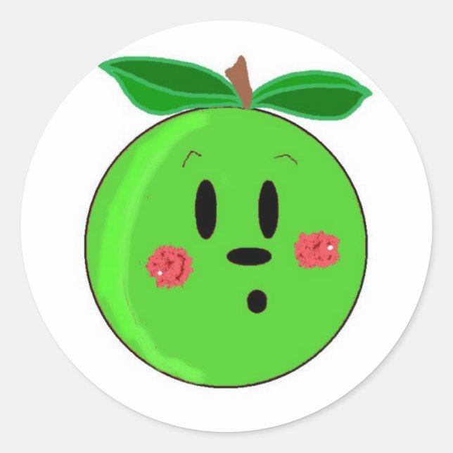 Sticker Rond Pomme Verte Visage (Devant)