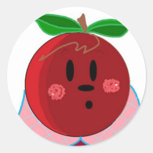Sticker Rond Pomme Visage Fille