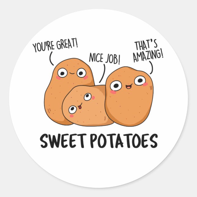Sticker Rond Pommes de terre douces amusant jeu de nourriture (Devant)