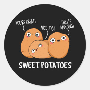 Sticker Rond Pommes de terre sucrées amusant Nourriture chatte 