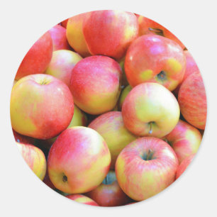 Sticker Rond Pommes fraîches rouges et jaunes