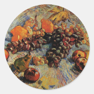 Sticker Rond Pommes, Poires, Citrons, Raisins par Vincent van G
