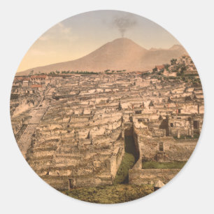Sticker Rond Pompéi et Mont Vesivius, Campanie, Italie