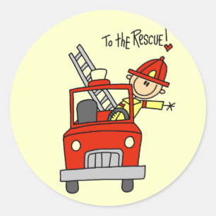 Sticker Rond Pompier aux t-shirts et cadeaux Secourus