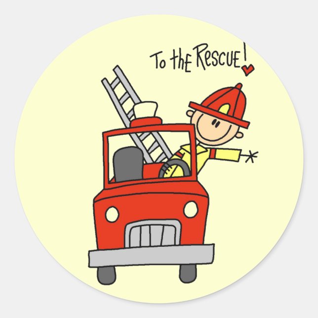 Sticker Rond Pompier aux t-shirts et cadeaux Secourus (Devant)