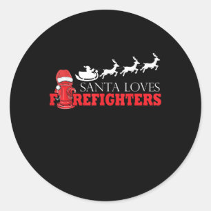 Sticker Rond Pompier Cadeaux de Noël Père Noël Pompier