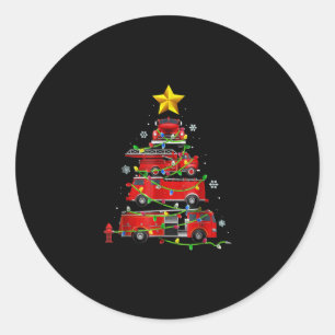 Sticker Rond Pompier Camion Arbre de Noël Hommes Femmes