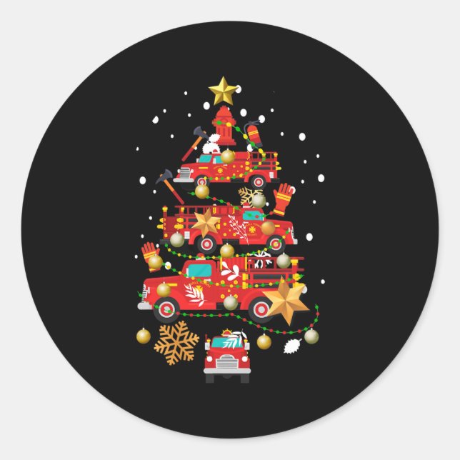 Sticker Rond Pompier Camion de pompiers Arbre de Noël (Devant)
