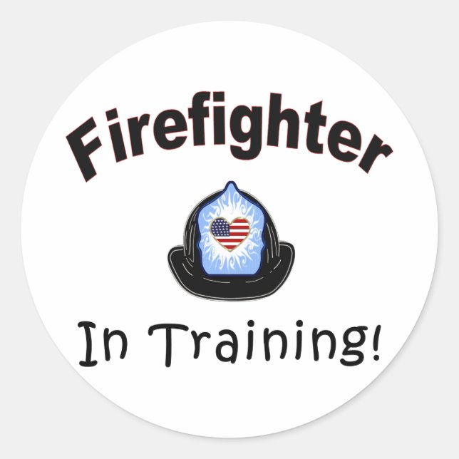 Sticker Rond Pompier En Formation (Devant)