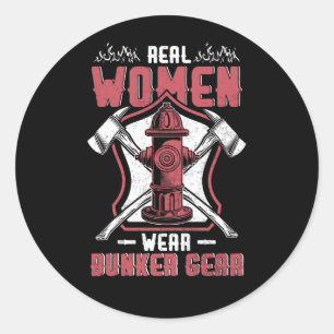 Sticker Rond Pompier Femme Les Femmes Véritables Portent Bunker