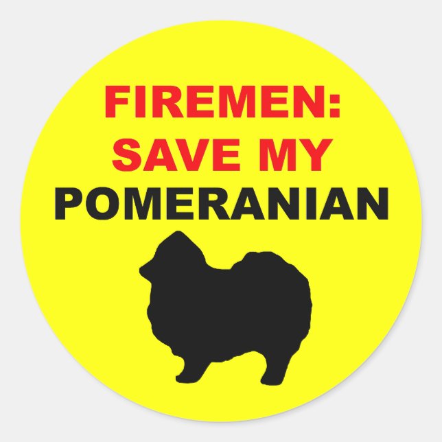Sticker Rond Pompier Sauver ma Poméranie (Devant)