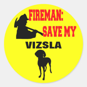 Sticker Rond Pompier Sauver Mon Vizsla