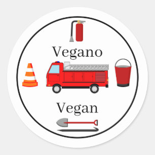 Sticker Rond Pompier Thème Bilingue Anniversaire Garçon Vegan