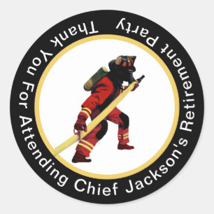 Sticker Rond Pompiers noir rouge jaune Merci retraite