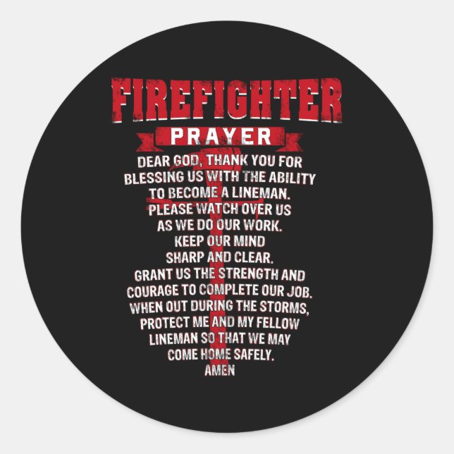 Sticker Rond Pompiers Prière Christian Fires Papa Mari (Devant)