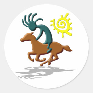 Sticker Rond Poney de Kokopelli
