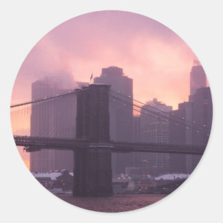 Sticker Rond Pont Brooklyn pendant la tempête de neige