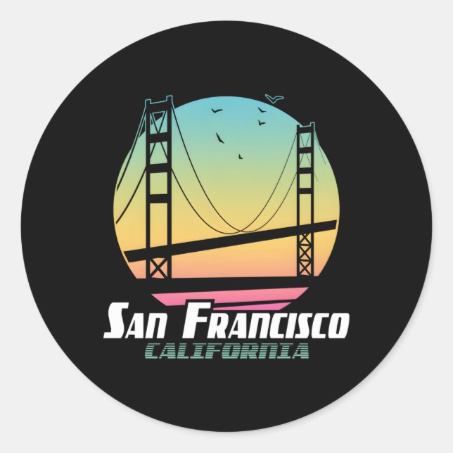 Sticker Rond Pont de San Francisco Gold Gate (Devant)