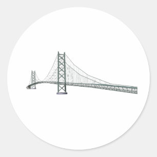 Sticker Rond Pont de suspension Akashi Kaikyo : Pont Pearl