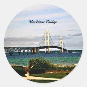 Sticker Rond Pont Mackinac, île Mackinac