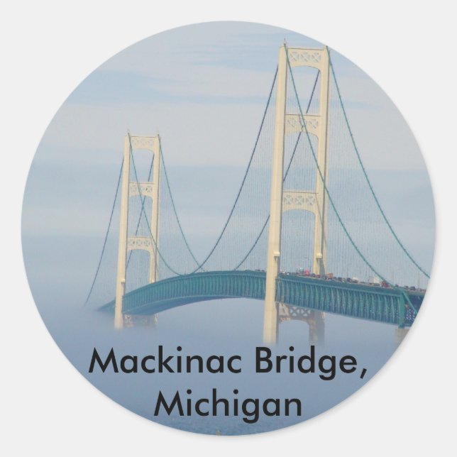 Sticker Rond Pont Mackinac, Michigan (Devant)