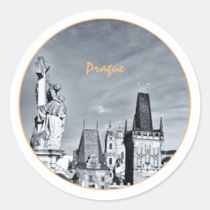 Sticker Rond Pont Prague & Charles, Christ, Château / Czechia