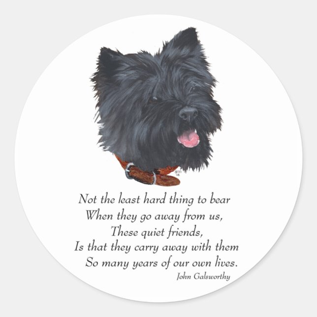 Sticker Rond Pont Rainbow de Black Cairn Terrier (Devant)