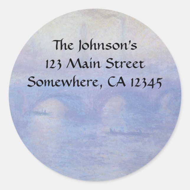 Sticker Rond Pont Waterloo, effet Mist par Claude Monet (Devant)