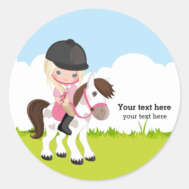 Sticker Rond Pony Equestria Équitation équitation (Devant)