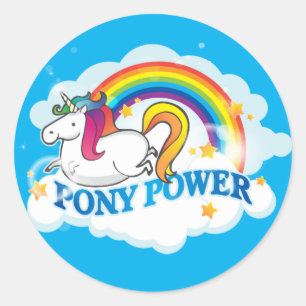 Sticker Rond Pony Power Unicorn