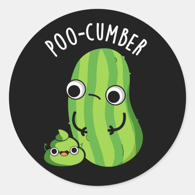 Sticker Rond Poo-concombre Funny Concombre Pun de Concombre Dar (Devant)