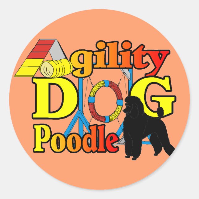 Sticker Rond Poodle Agilité Cadeaux (Devant)