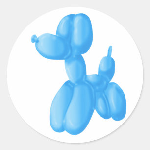 Sticker Rond Poodle bleu