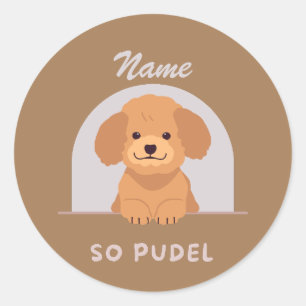 Sticker Rond Poodle Chien Animaux de compagnie Aimer Paw Animau