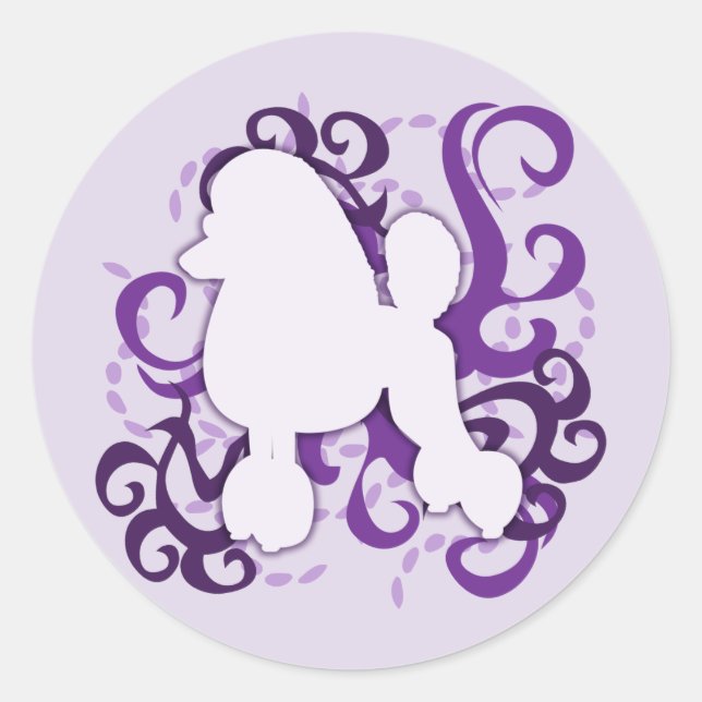 Sticker Rond Poodle de tourbillon pourpre (Devant)