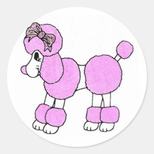 Sticker Rond Poodle rose