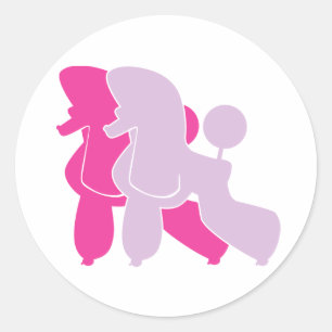 Sticker Rond Poodle rose
