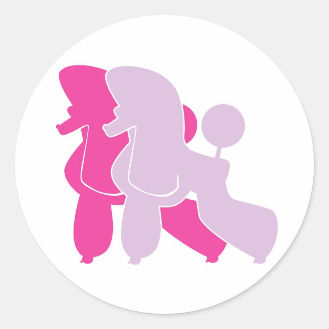 Sticker Rond Poodle rose (Devant)